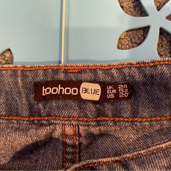 NWT Boohoo Blue Skinny Jeans SZ 20 Raw Shark Bite Hem Med Wash Distressed Grunge - Picture 6 of 9